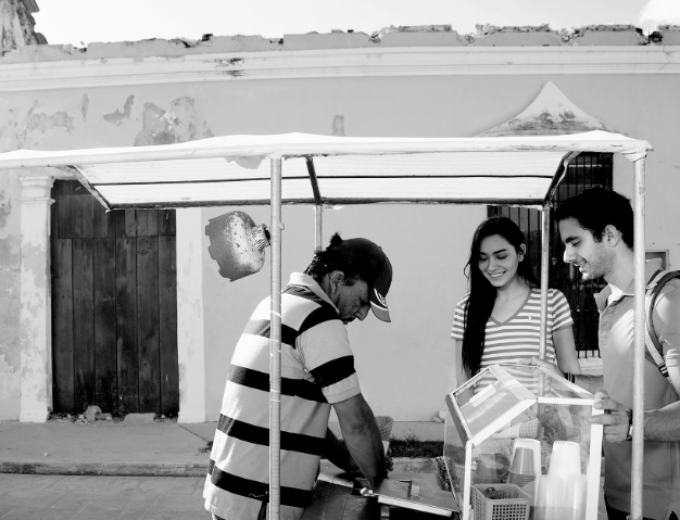 People at an ice cream stand